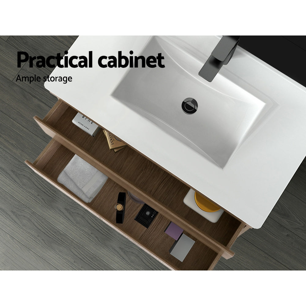 Cefito 900mm Bathroom Vanity Cabinet Wash Basin Unit Sink Storage Wall Mounted Oak White freeshipping - Awezingly