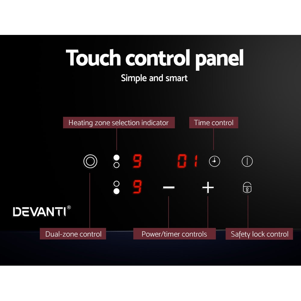 Devanti Electric Ceramic Cooktop 30cm Kitchen Cooker Cook Top Hob Touch Control 3-Zones freeshipping - Awezingly