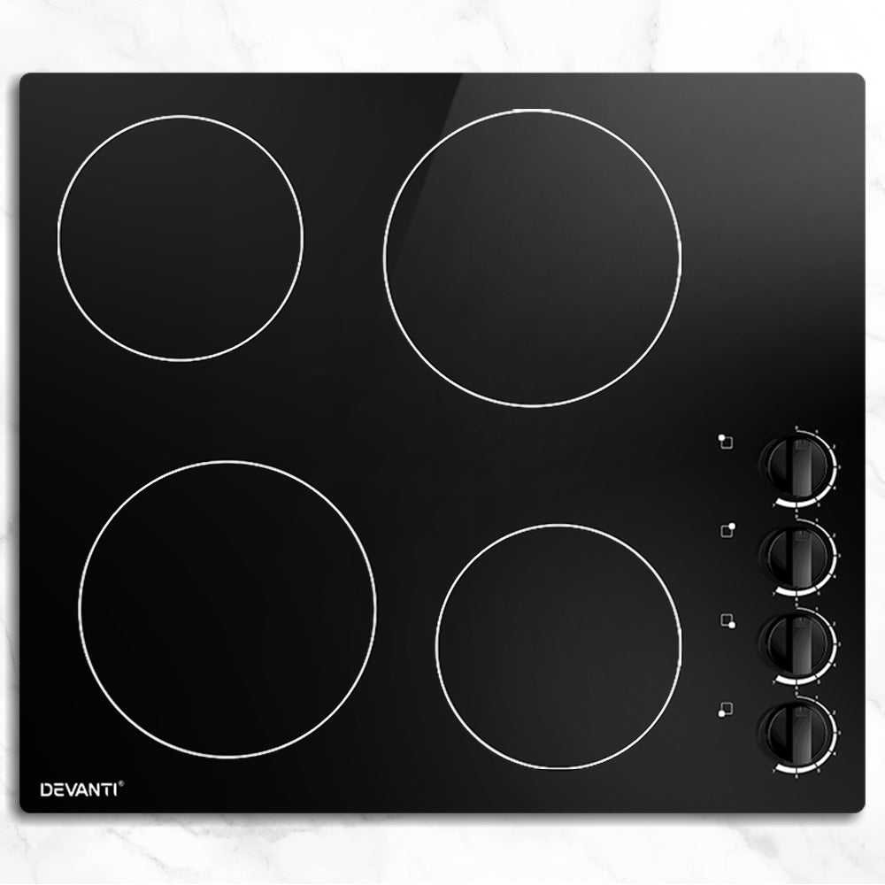 Devanti Ceramic Cooktop 60cm Electric Kitchen Burner Cooker 4 Zone Knobs Control freeshipping - Awezingly