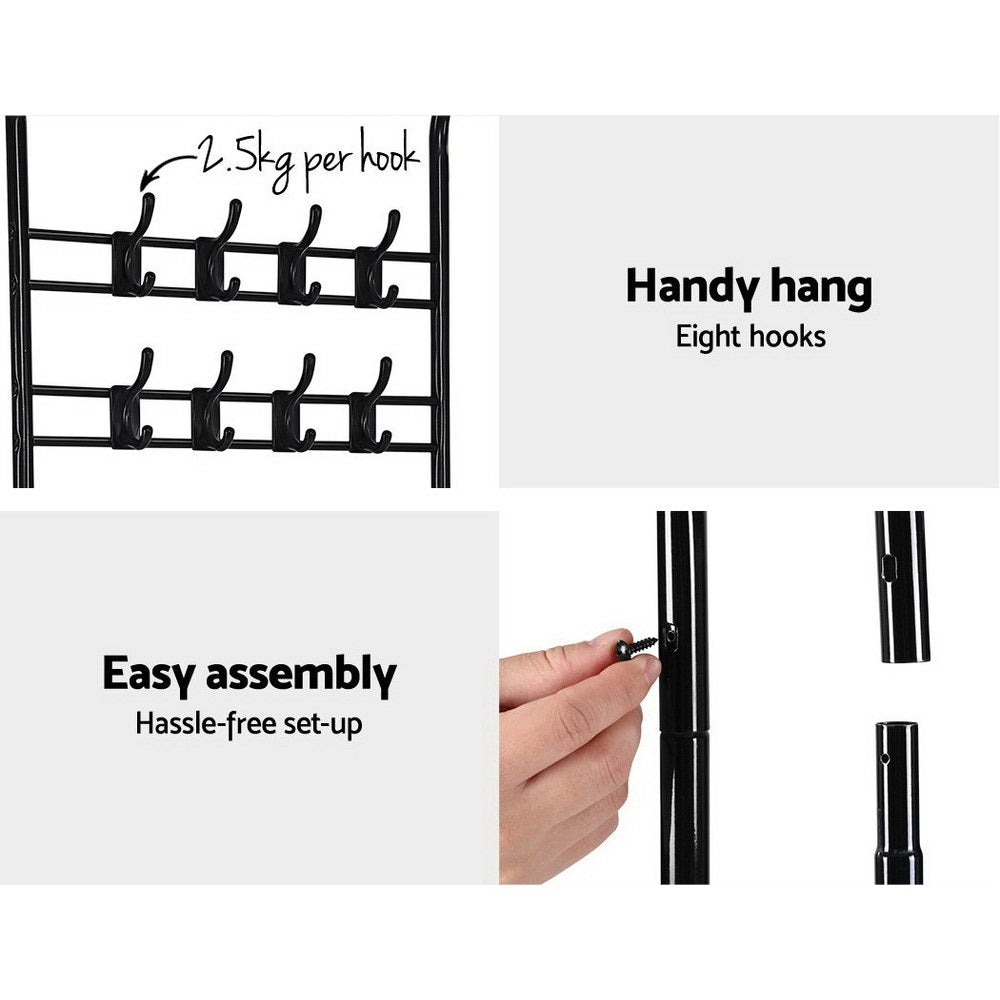 Artiss Clothes Rack Portable Hanger Shoe Storage Metal Black freeshipping - Awezingly