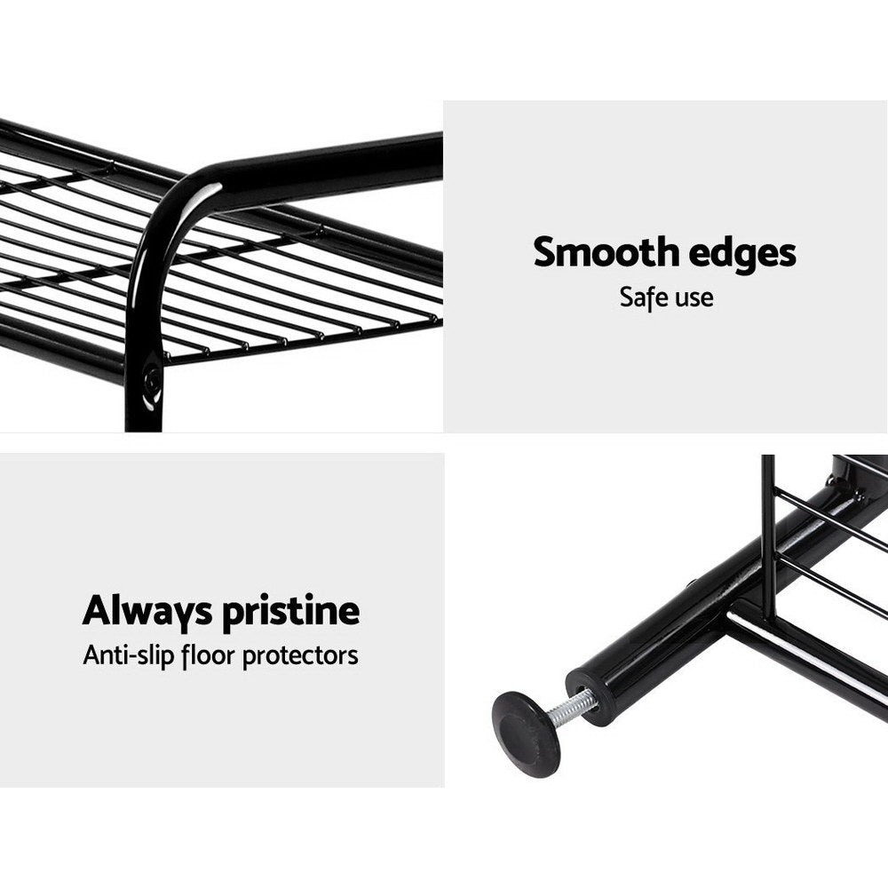 Artiss Clothes Rack Portable Hanger Shoe Storage Metal Black freeshipping - Awezingly