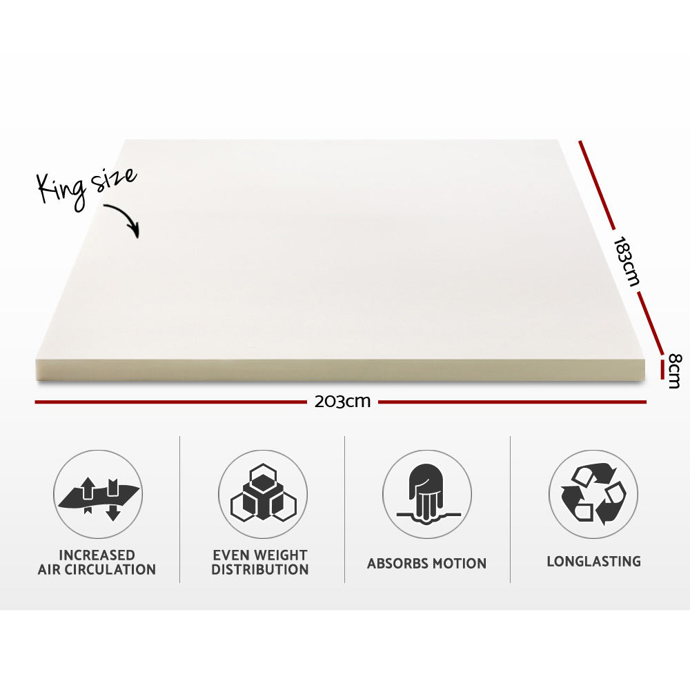 Giselle Bedding Memory Foam Mattress Topper w/Cover 8cm - King freeshipping - Awezingly