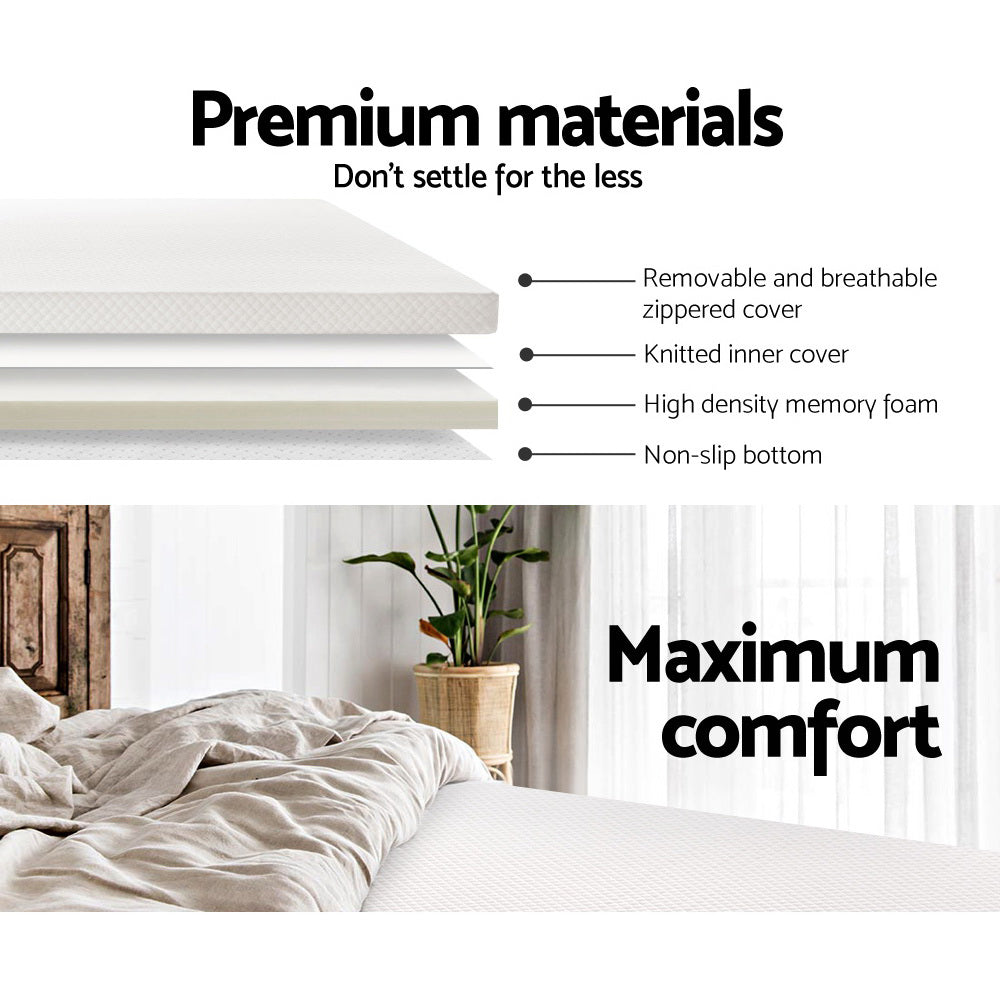 Giselle Bedding Memory Foam Mattress Topper w/Cover 8cm - King freeshipping - Awezingly