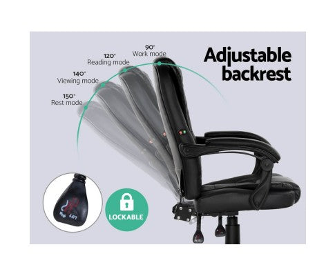 Artiss Massage Office Chair Recliner Computer Chair Black freeshipping - Awezingly