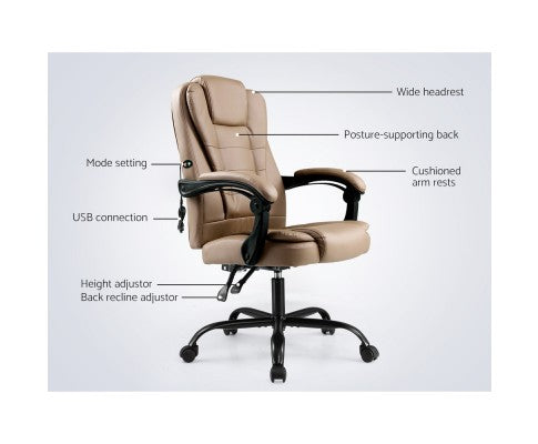 Artiss Massage Office Chair Recliner Computer Chairs Espresso freeshipping - Awezingly