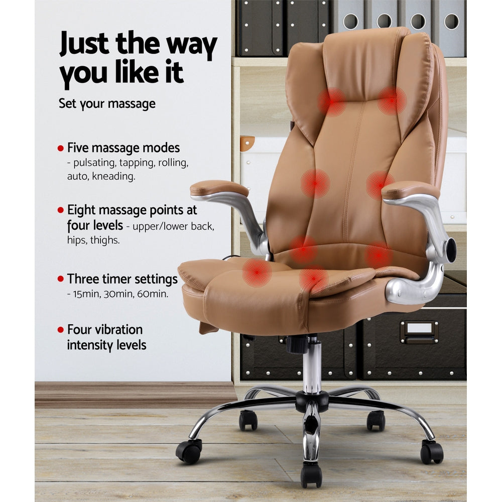 Artiss Massage Office Chair Gaming Chair Computer Desk Chair 8 Point Vibration Espresso freeshipping - Awezingly
