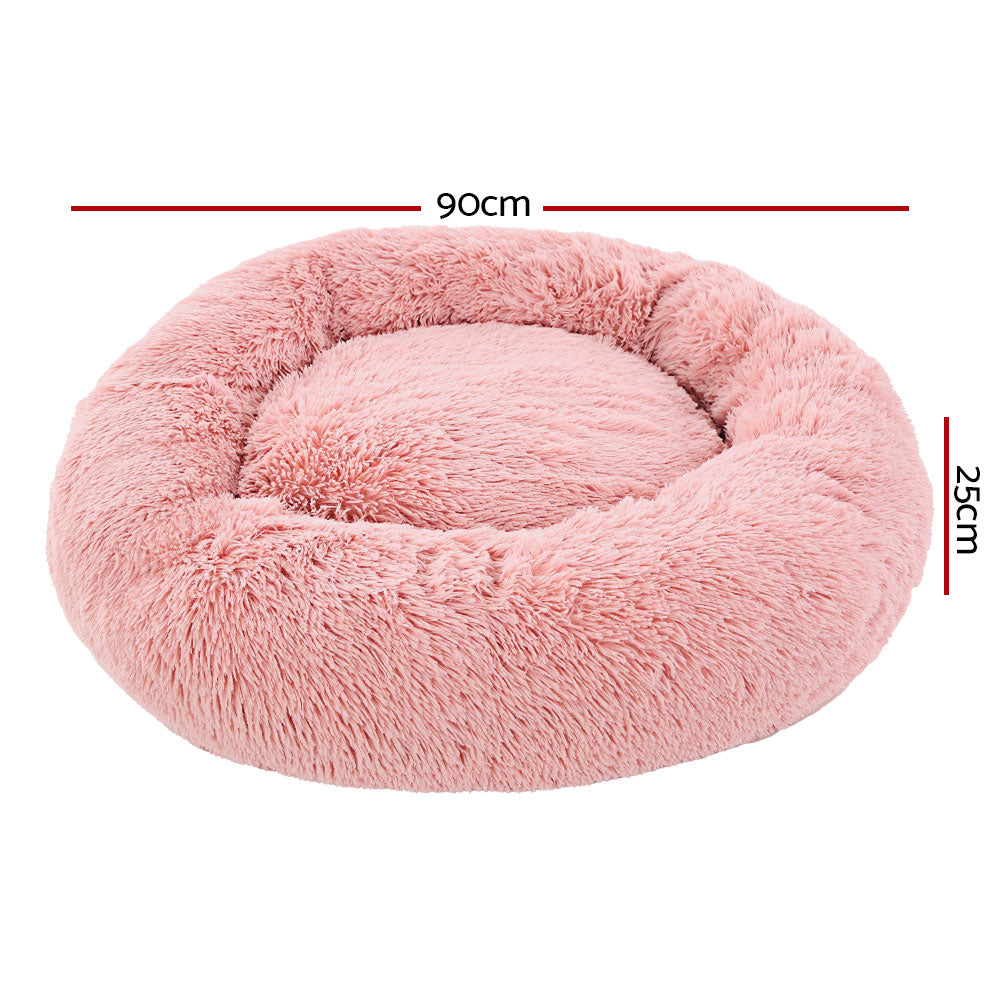 Pet Bed Dog Cat Calming Bed Large 90cm Pink Sleeping Comfy Cave Washable freeshipping - Awezingly