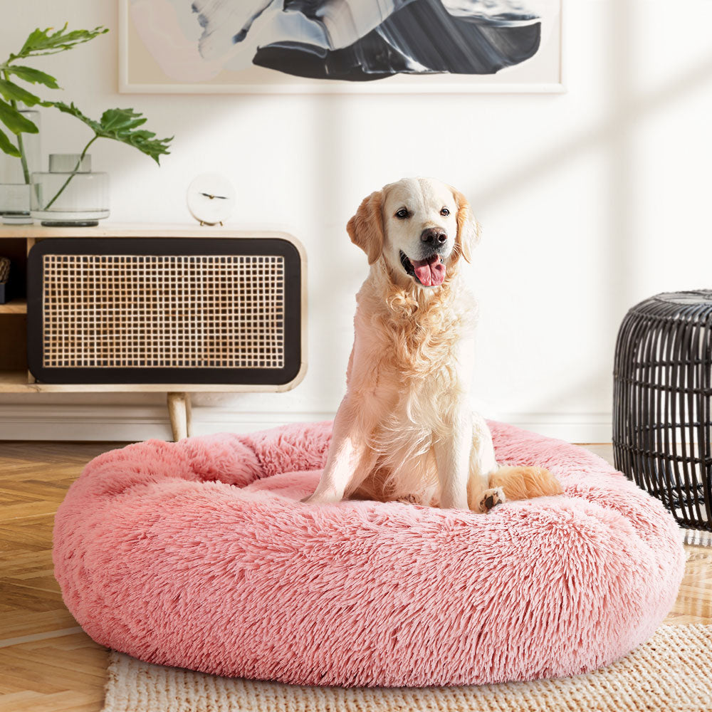 Pet Bed Dog Cat Calming Bed Large 90cm Pink Sleeping Comfy Cave Washable freeshipping - Awezingly