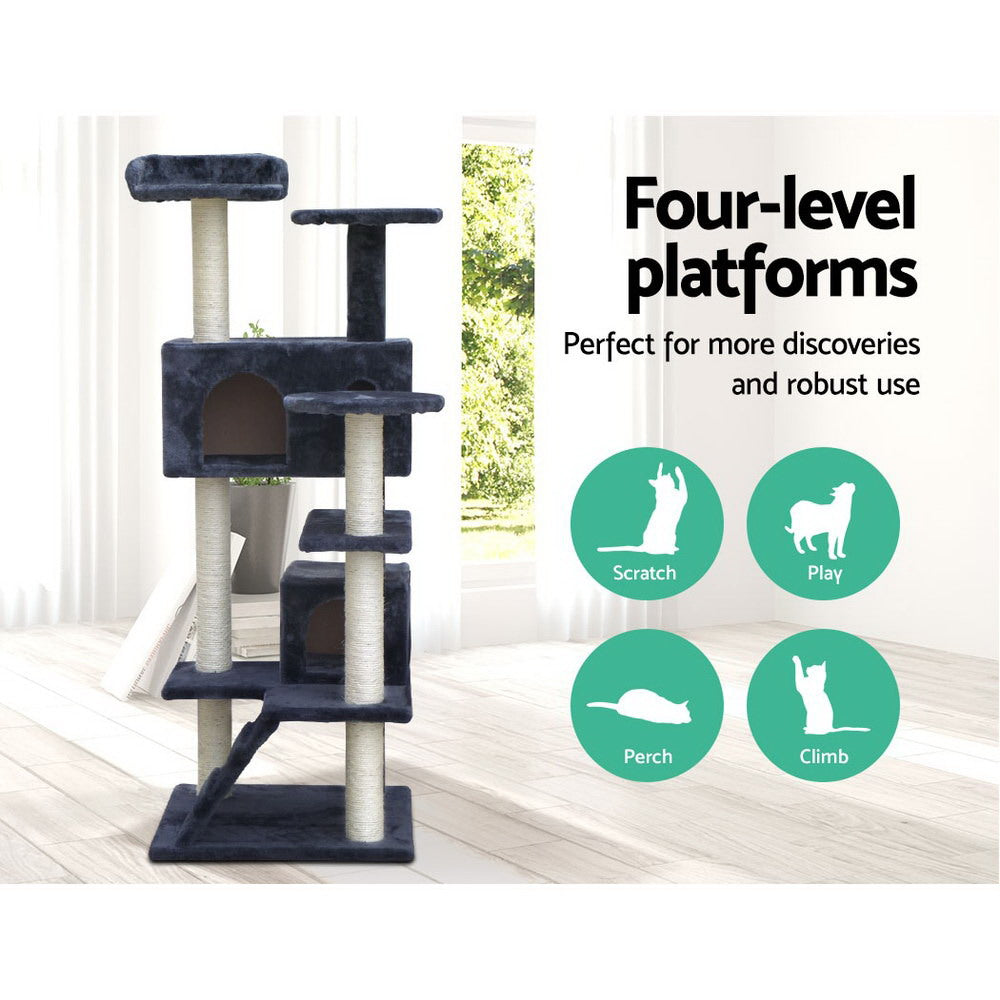 i.Pet Cat Tree 134cm Trees Scratching Post Scratcher Tower Condo House Furniture Wood Grey freeshipping - Awezingly
