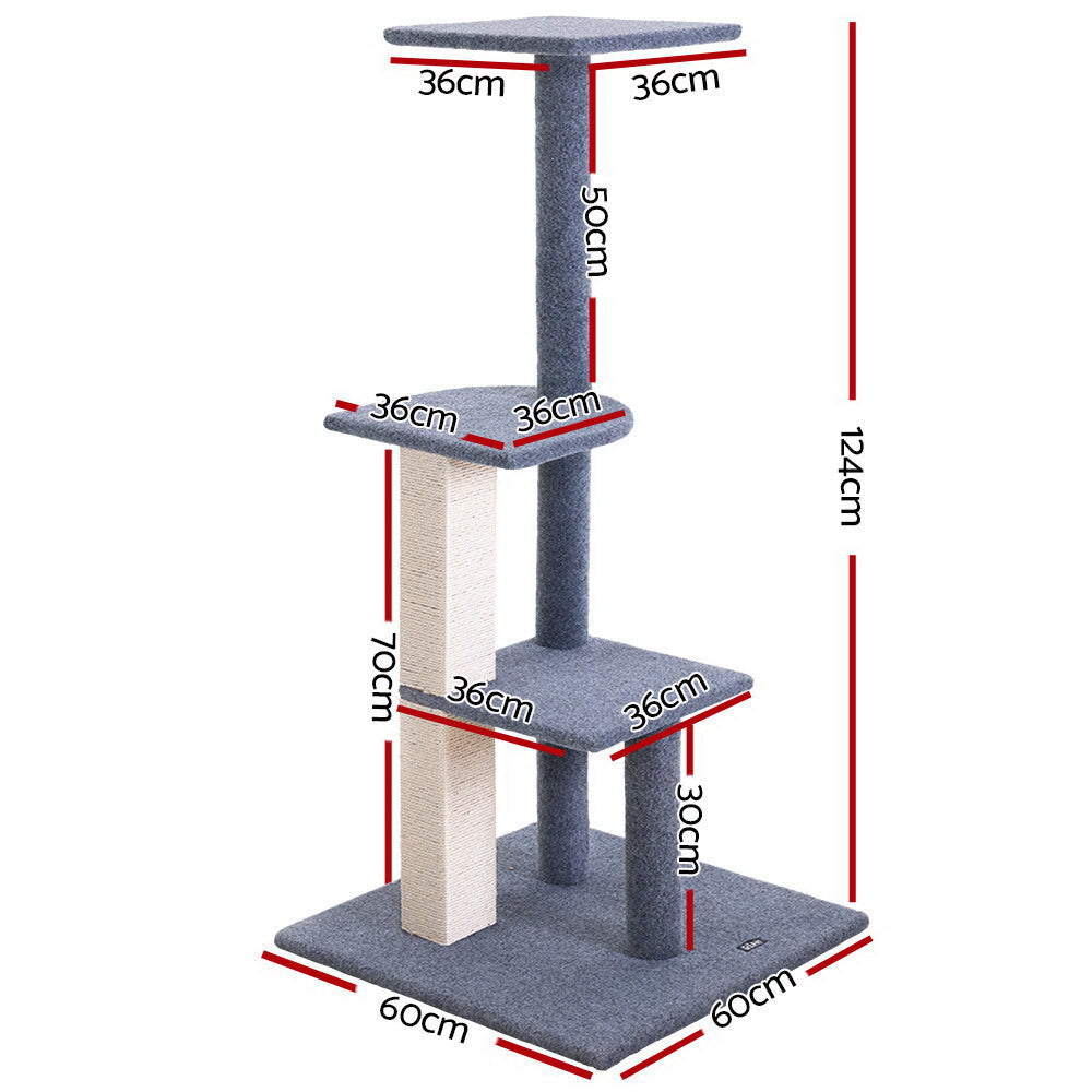 i.Pet Cat Tree 124cm Trees Scratching Post Scratcher Tower Condo House Furniture Wood Steps freeshipping - Awezingly