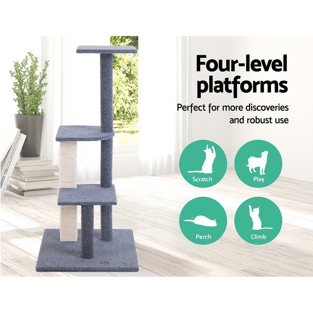 i.Pet Cat Tree 124cm Trees Scratching Post Scratcher Tower Condo House Furniture Wood Steps freeshipping - Awezingly