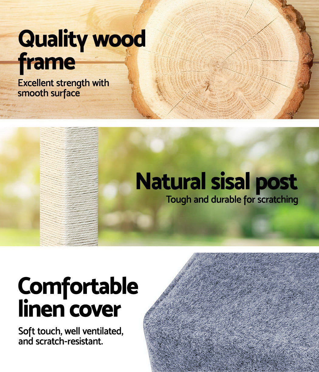 i.Pet Cat Tree 124cm Trees Scratching Post Scratcher Tower Condo House Furniture Wood Steps freeshipping - Awezingly