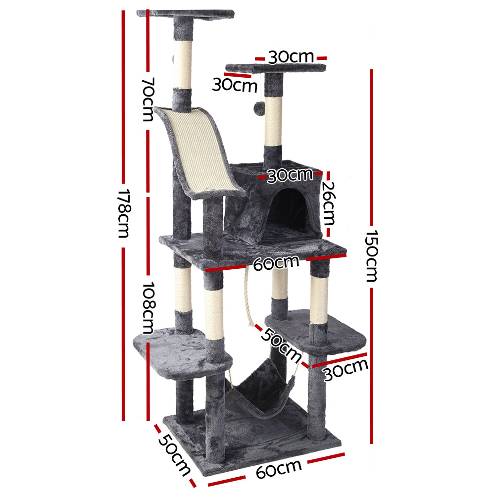 i.Pet Cat Tree 171cm Trees Scratching Post Scratcher Tower Condo House Furniture Wood freeshipping - Awezingly