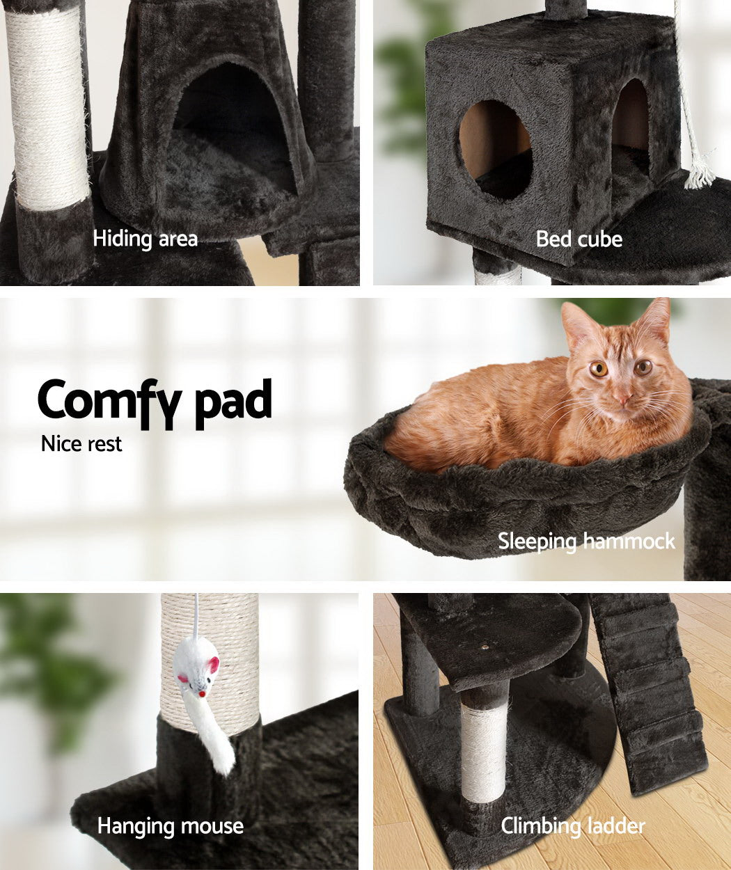 i.Pet Cat Tree 193cm Trees Scratching Post Scratcher Tower Condo House Furniture Wood freeshipping - Awezingly