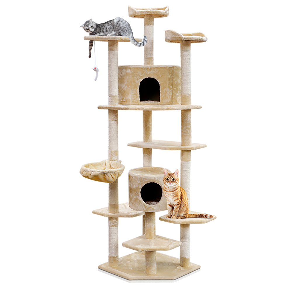 i.Pet Cat Tree 203cm Trees Scratching Post Scratcher Tower Condo House Furniture Wood Beige freeshipping - Awezingly