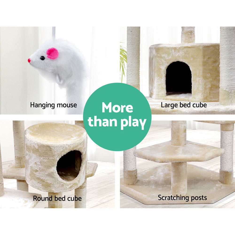 i.Pet Cat Tree 203cm Trees Scratching Post Scratcher Tower Condo House Furniture Wood Beige freeshipping - Awezingly