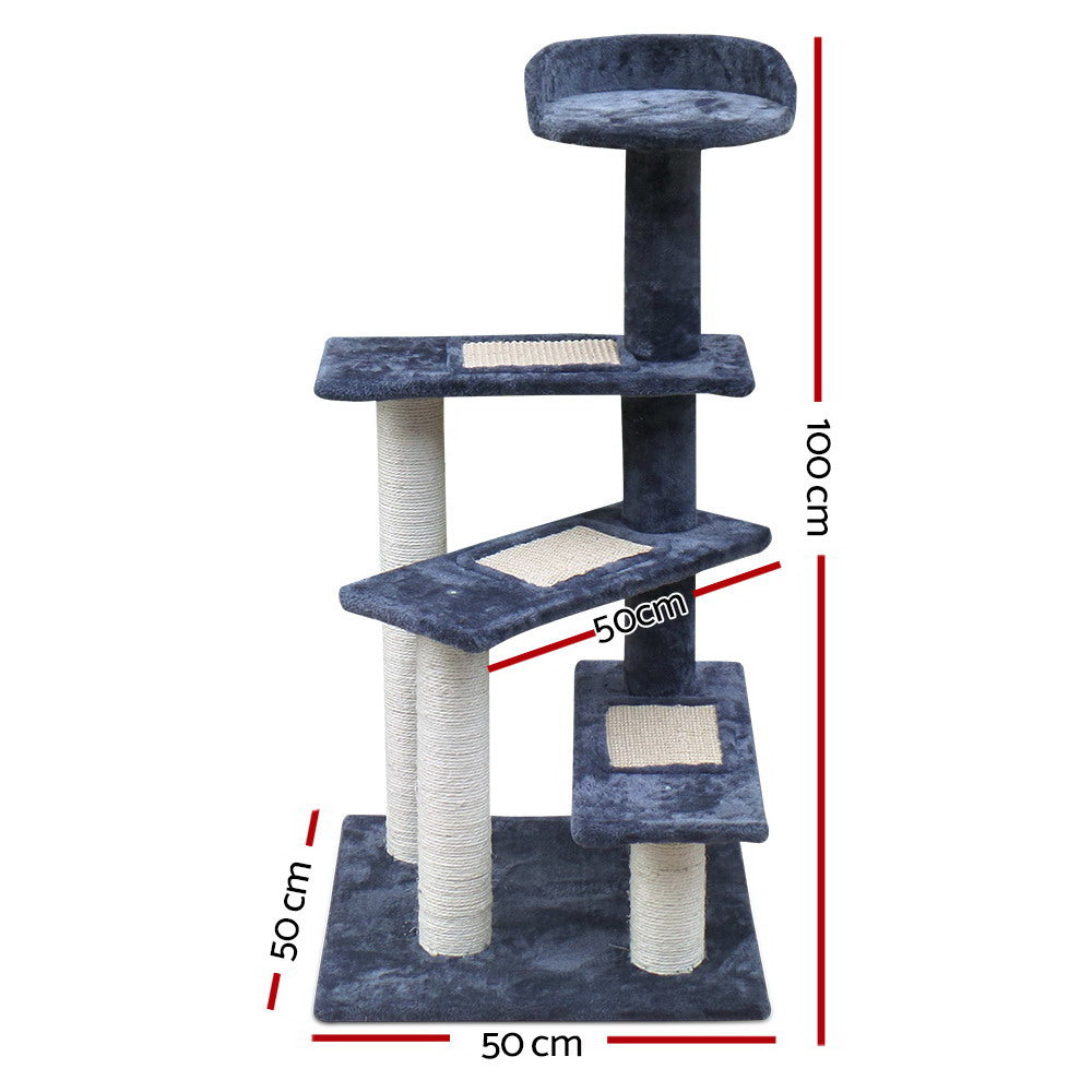 i.Pet Cat Tree 100cm Trees Scratching Post Scratcher Tower Condo Wood Steps freeshipping - Awezingly