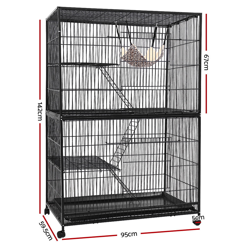 i.Pet 4 Level Rabbit Cage Bird Ferret Parrot Aviary Cat Hamster Castor 142cm freeshipping - Awezingly