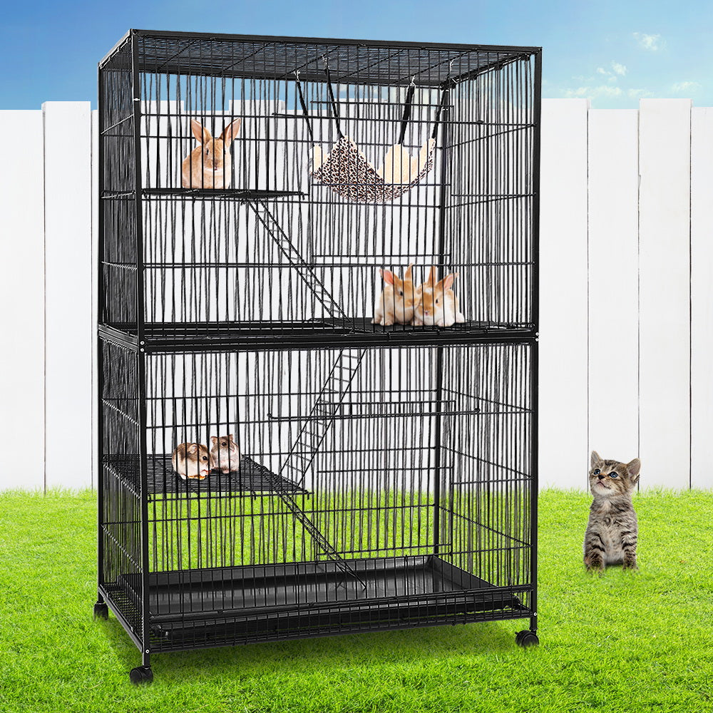 i.Pet 4 Level Rabbit Cage Bird Ferret Parrot Aviary Cat Hamster Castor 142cm freeshipping - Awezingly
