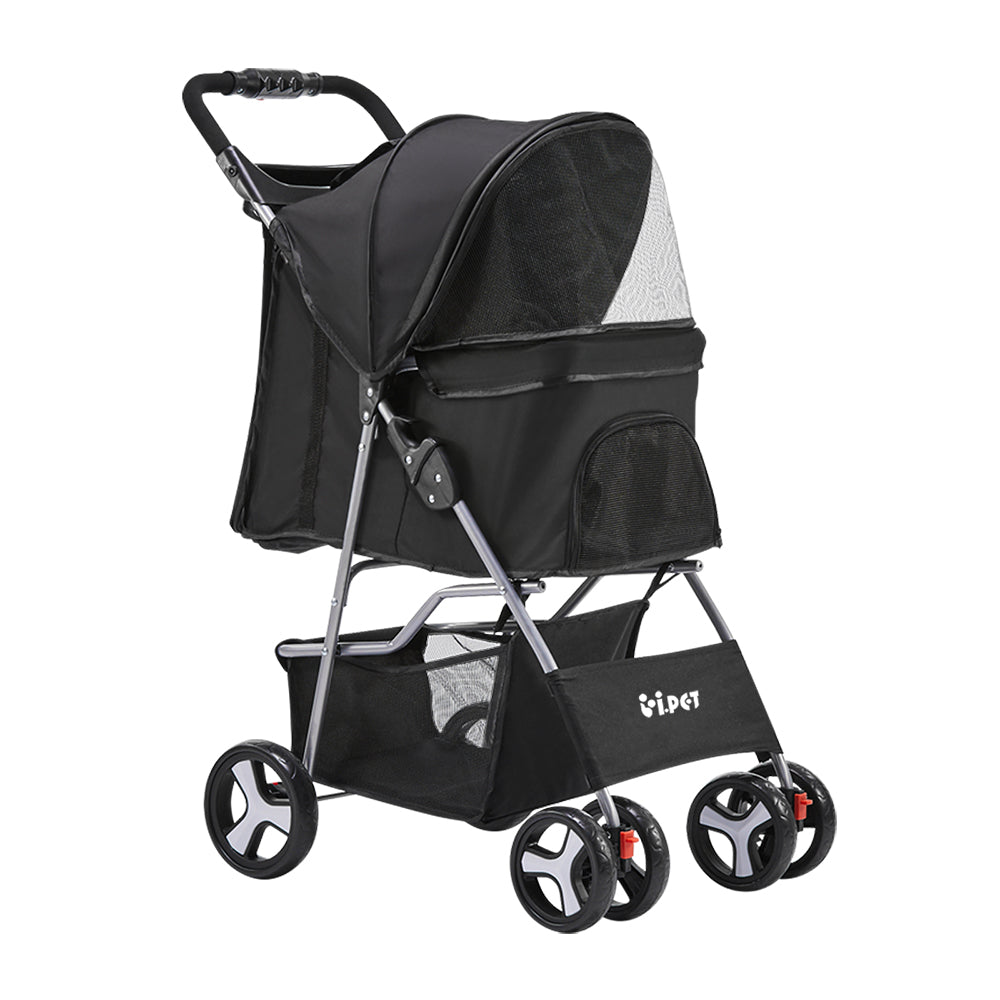 i.Pet 4 Wheel Pet Stroller - Black freeshipping - Awezingly