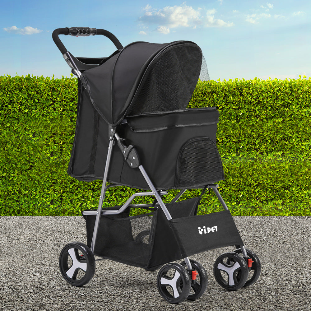 i.Pet 4 Wheel Pet Stroller - Black freeshipping - Awezingly