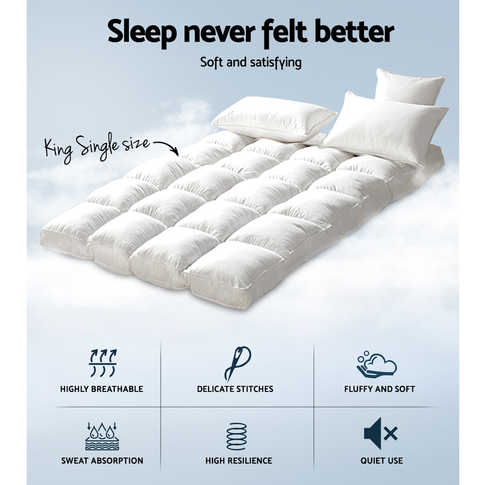 Giselle King Single Mattress Topper Bamboo Fibre Pillowtop Protector freeshipping - Awezingly