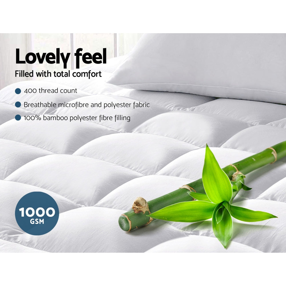 Giselle Queen Mattress Topper Bamboo Fibre Pillowtop Protector freeshipping - Awezingly