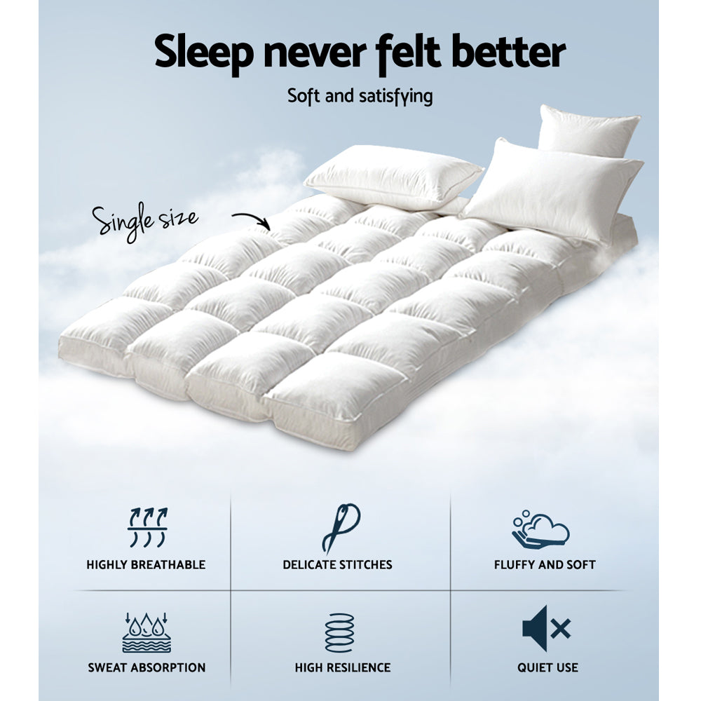 Giselle Single Mattress Topper Bamboo Fibre Pillowtop Protector freeshipping - Awezingly