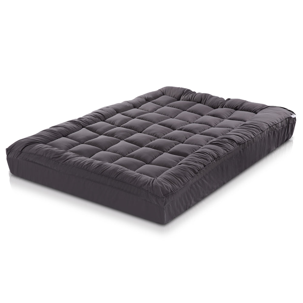 Giselle Queen Mattress Topper Pillowtop 1000GSM Charcoal Microfibre Bamboo Fibre Filling Protector freeshipping - Awezingly