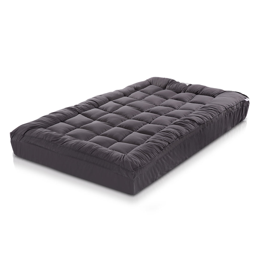 Giselle Single Mattress Topper Pillowtop 1000GSM Charcoal Microfibre Bamboo Fibre Filling Protector freeshipping - Awezingly