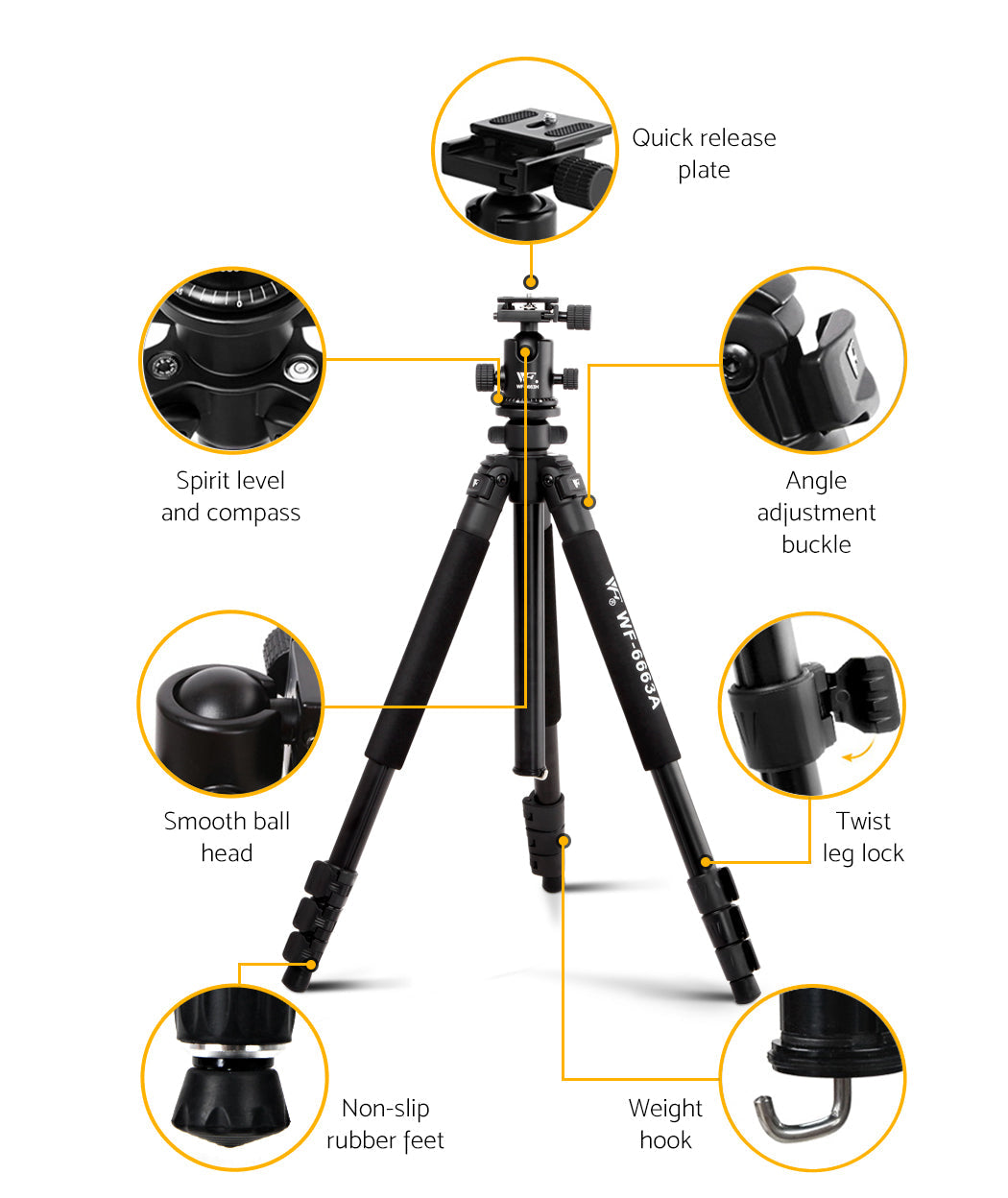 Weifeng 173cm Professional Ball Head Tripod Digital Camera freeshipping - Awezingly