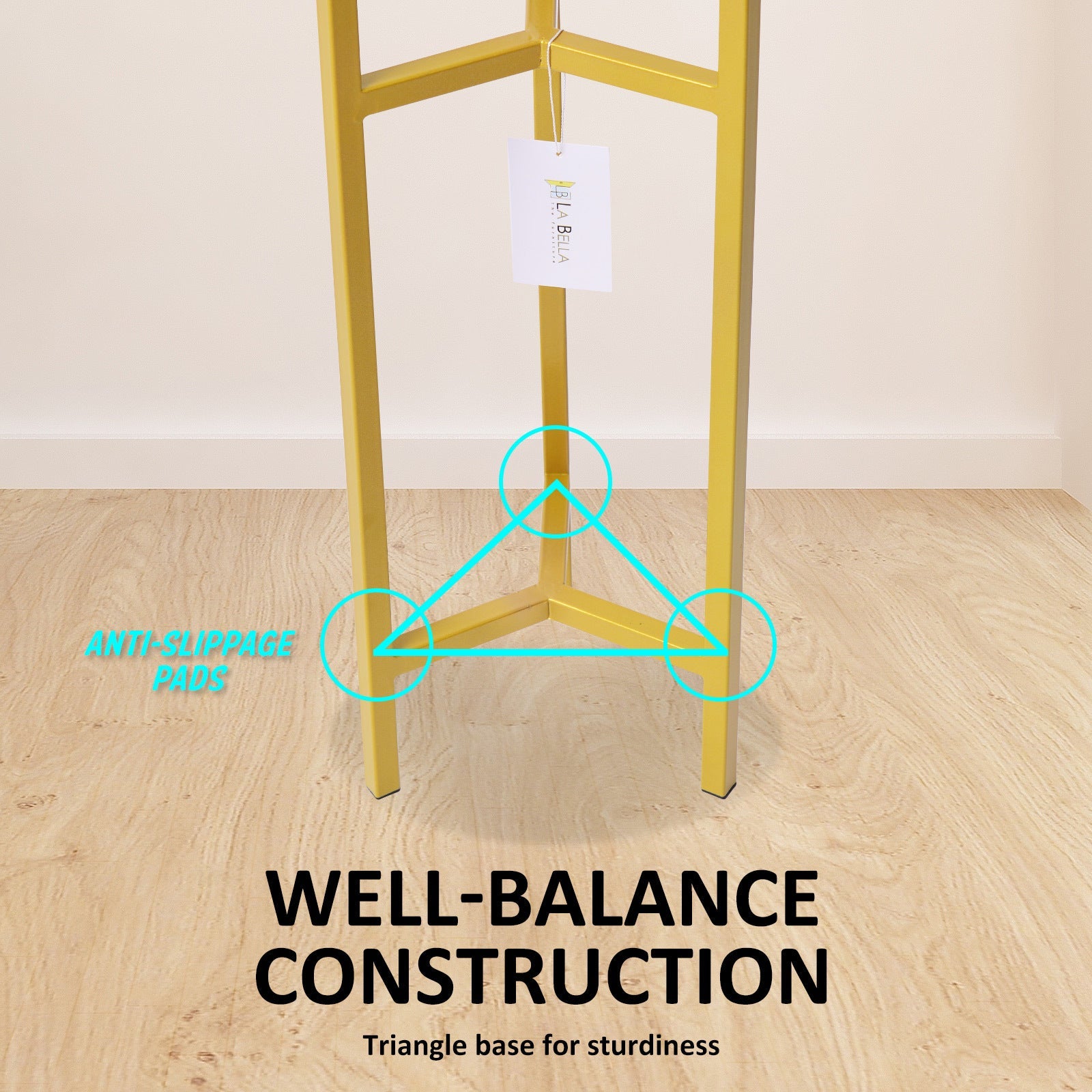 La Bella 95cm Gold Plant Stand Planter Shelf Rack 1 Tier Steel