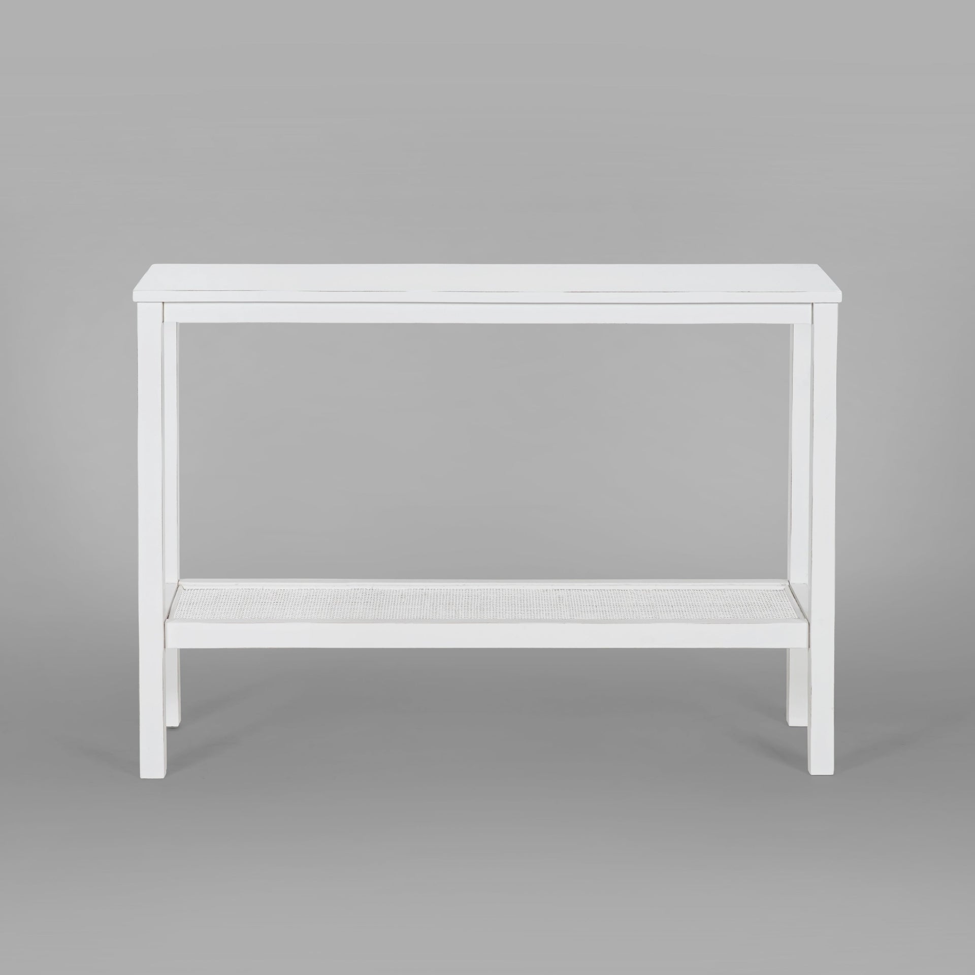 Jasmine Console Hallway Entry Table 110cm Mindi Timber Wood Rattan - White