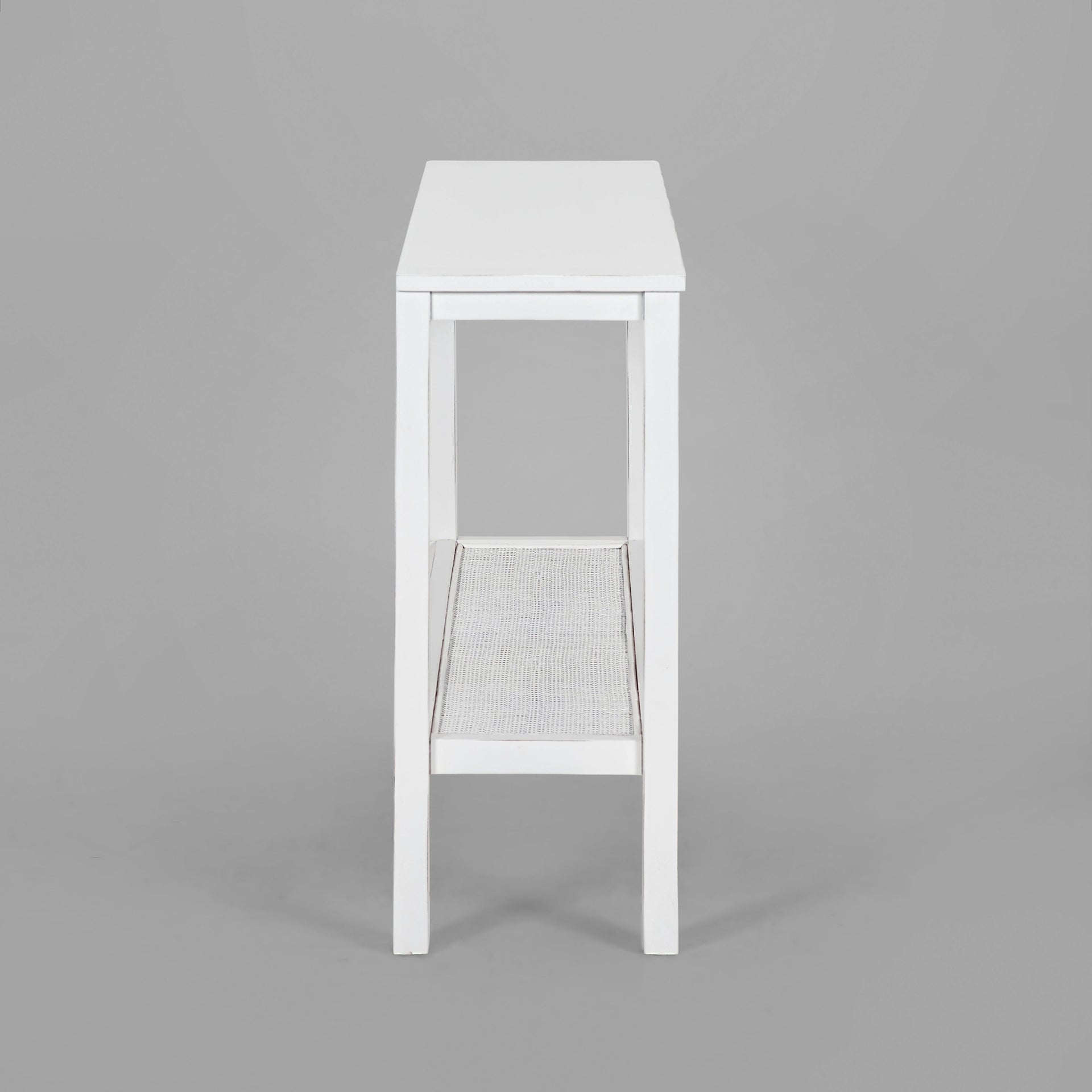 Jasmine Console Hallway Entry Table 110cm Mindi Timber Wood Rattan - White