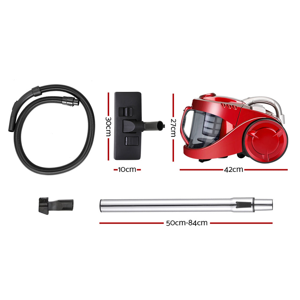 Devanti Bagless Vacuum Cleaner Cleaners Cyclone Cyclonic Vac HEPA Filter Car Home Office 2200W Red freeshipping - Awezingly