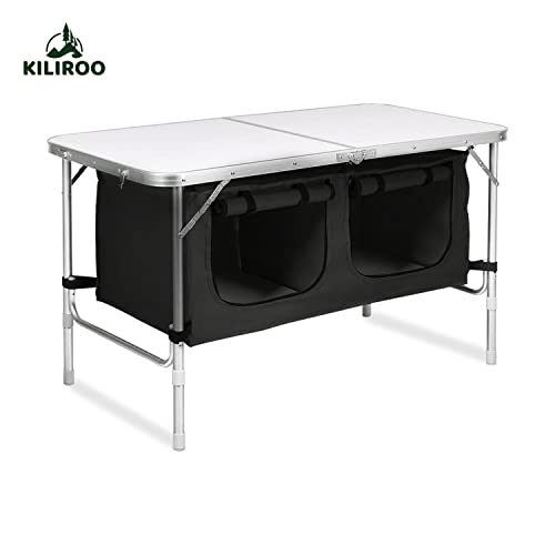 KILIROO Camping Table 120cm Silver With Black Storage Bag