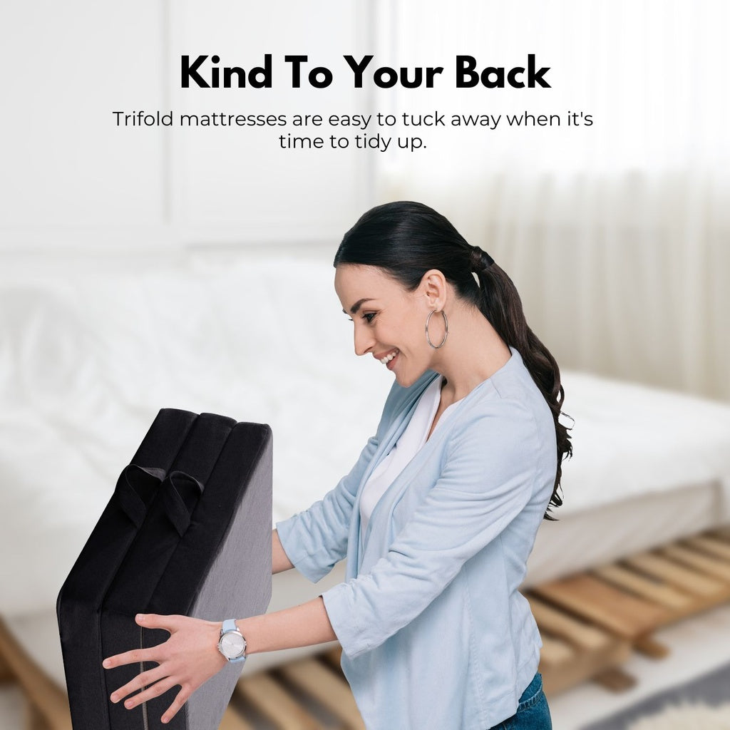 GOMINIMO 3 Fold Folding Mattress Double Dark Grey