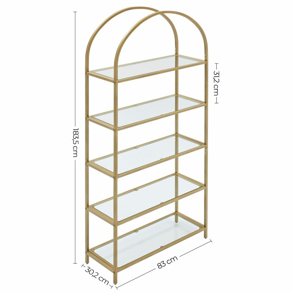 VASAGLE Bookshelf with Tempered Glass Shelves