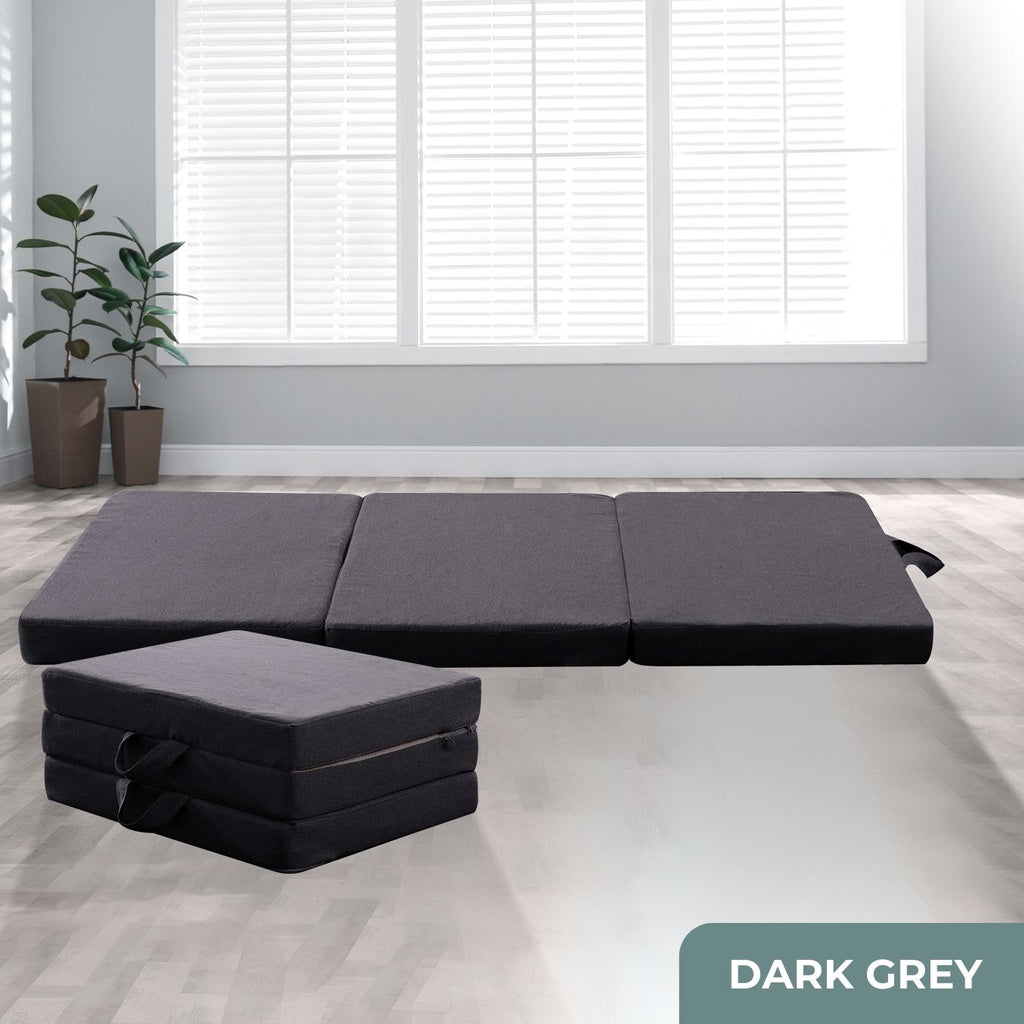 GOMINIMO 3 Fold Folding Mattress Double Dark Grey