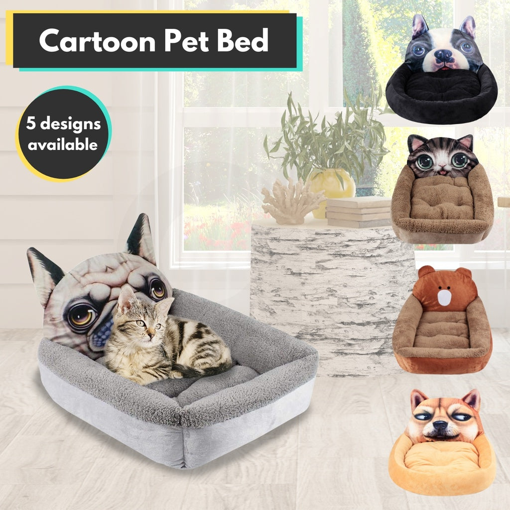 Floofi Pet Bed 3D Cartoon Round Shiba Inu Large Size (Brown)