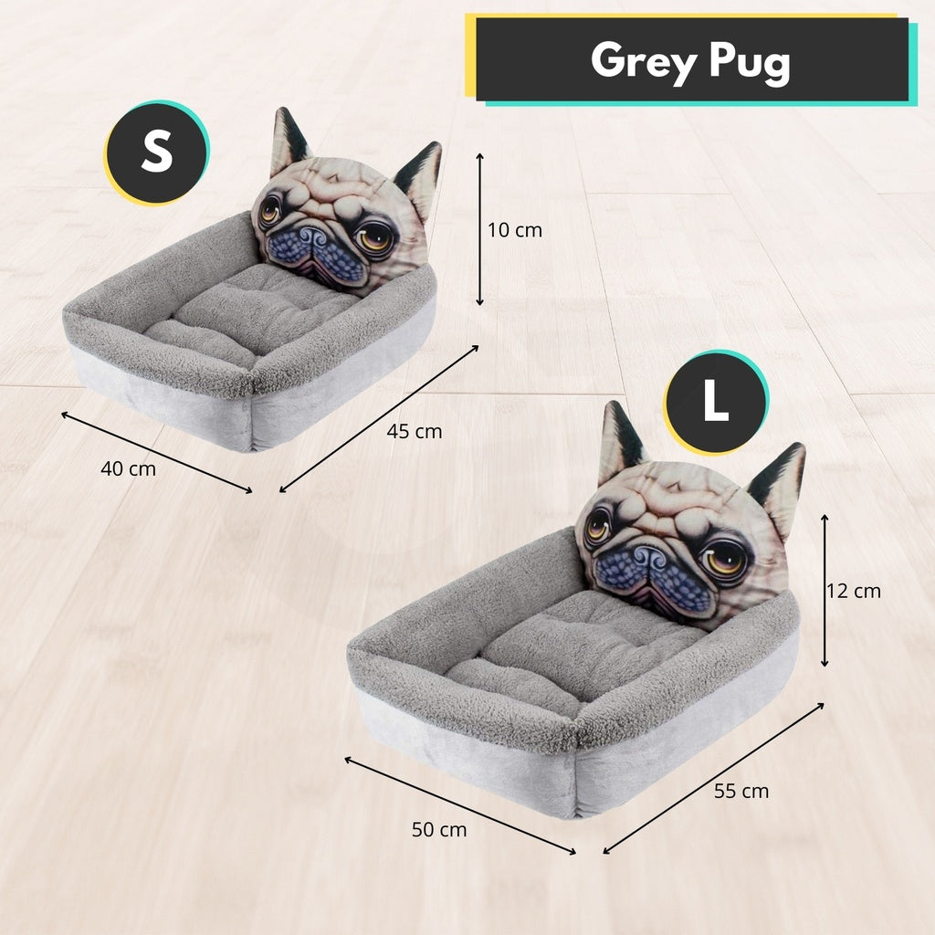 Floofi Pet Bed 3D Cartoon Round Shiba Inu Large Size (Brown)