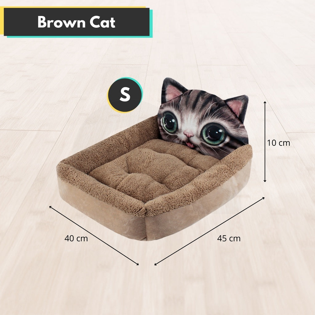 Floofi Pet Bed 3D Cartoon Round Shiba Inu Large Size (Brown)
