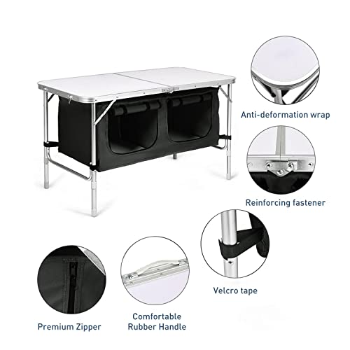 KILIROO Camping Table 120cm Silver With Black Storage Bag