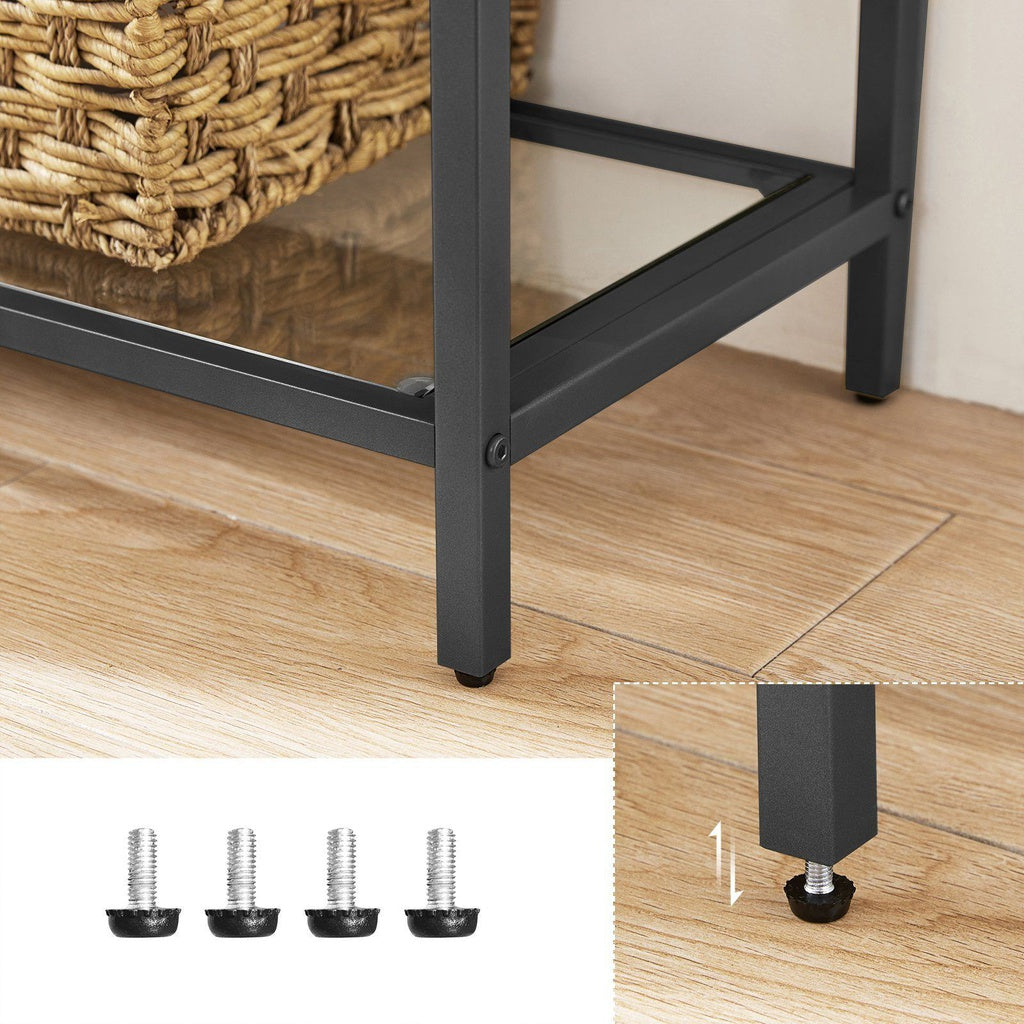 VASAGLE Bookshelf 5 Tier Tempered Glass with Metal Frame Black LGT050B61
