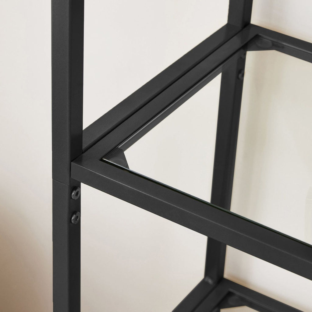 VASAGLE Bookshelf 5 Tier Tempered Glass with Metal Frame Black LGT050B61
