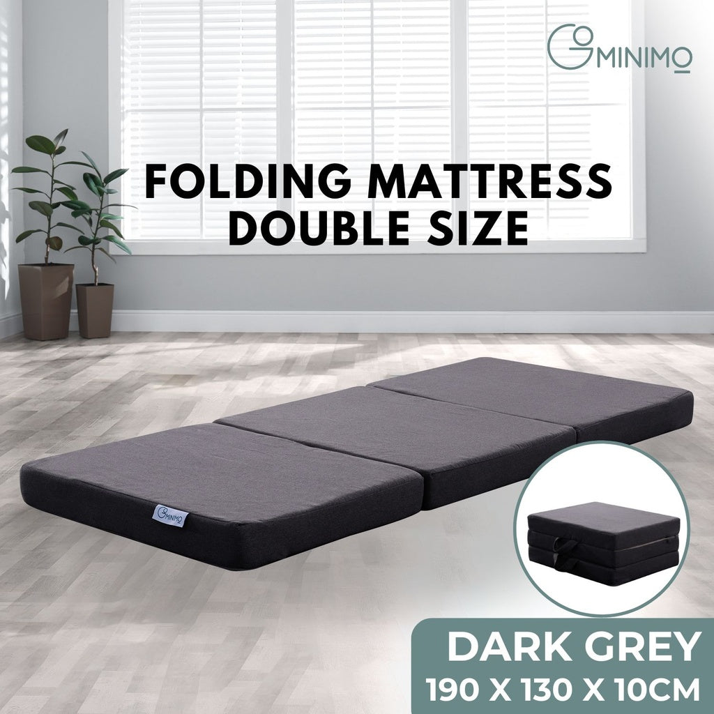 GOMINIMO 3 Fold Folding Mattress Double Dark Grey