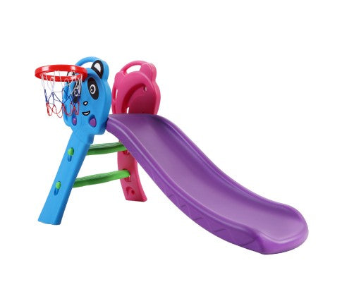 Keezi Kids Slide with Basketball Hoop Outdoor Indoor Playground - Purple freeshipping - Awezingly