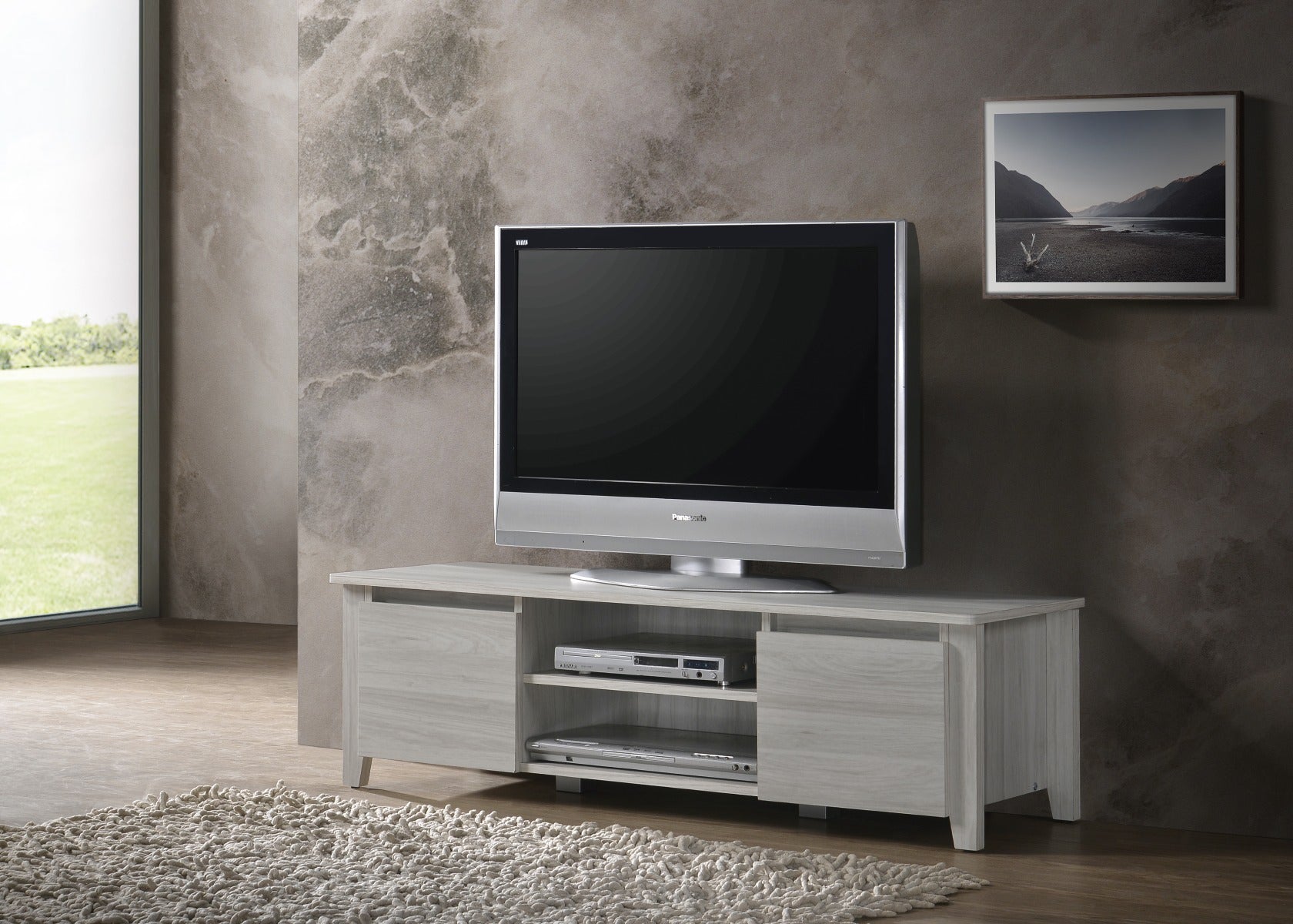 TV Stand Entertainment Unit 120cm In White Oak freeshipping - Awezingly