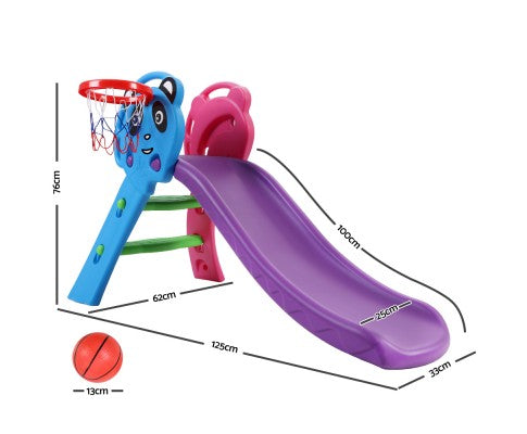 Keezi Kids Slide with Basketball Hoop Outdoor Indoor Playground - Purple freeshipping - Awezingly