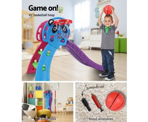 Keezi Kids Slide with Basketball Hoop Outdoor Indoor Playground - Purple freeshipping - Awezingly